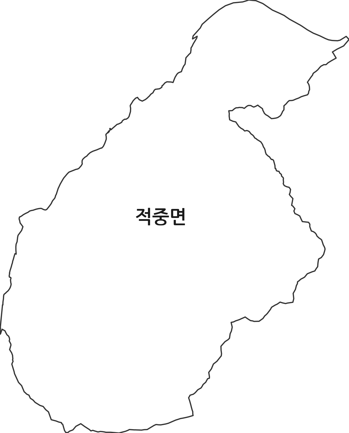 경상남도 합천군 적중면 법정동 행정구역 경계 지도