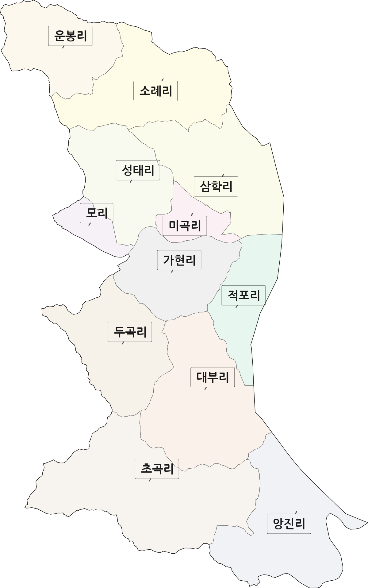 경상남도 합천군 청덕면 법정동 리 구분 행정구역 경계 지도
