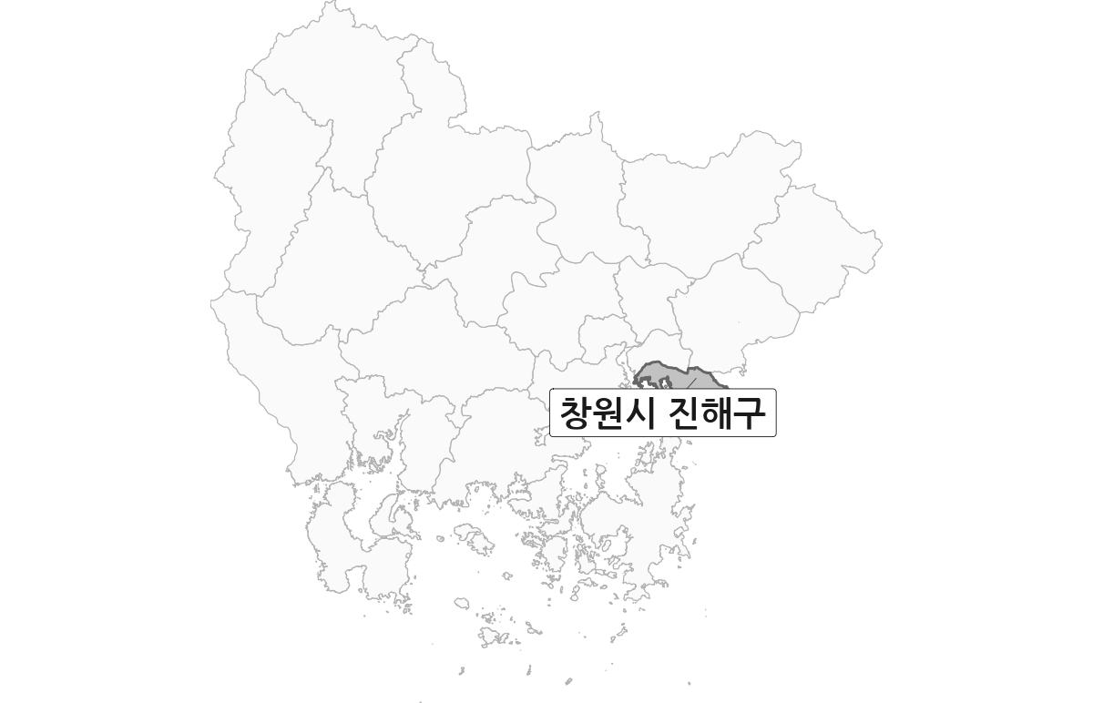 경상남도 범위 내 창원시 진해구 행정구역 경계 지도