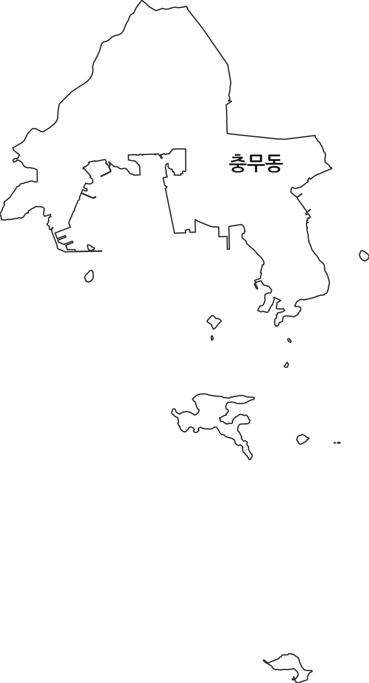 경상남도 창원시 진해구 충무동 행정동 행정구역 경계 지도