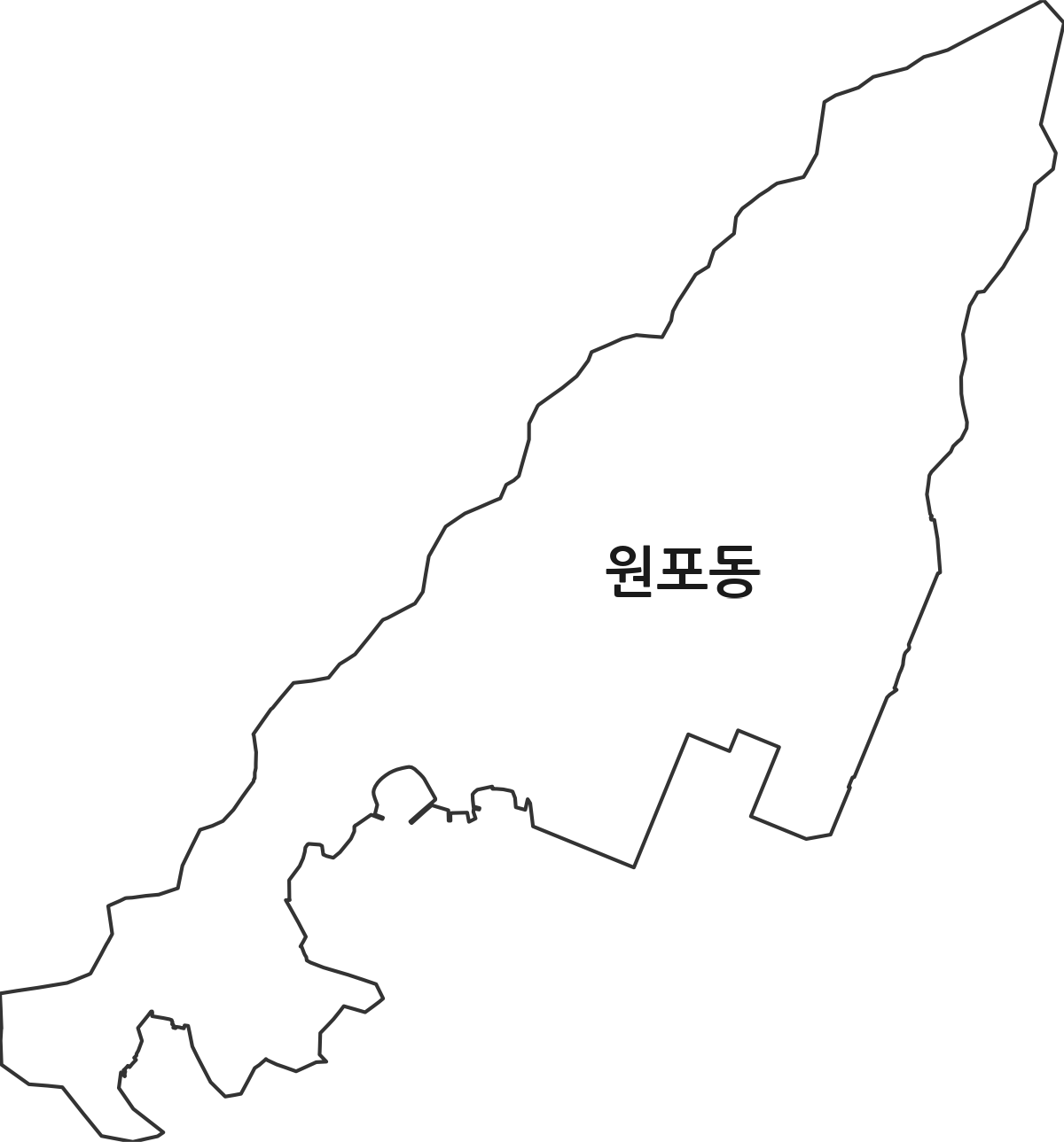 경상남도 창원시 진해구 원포동 법정동 행정구역 경계 지도