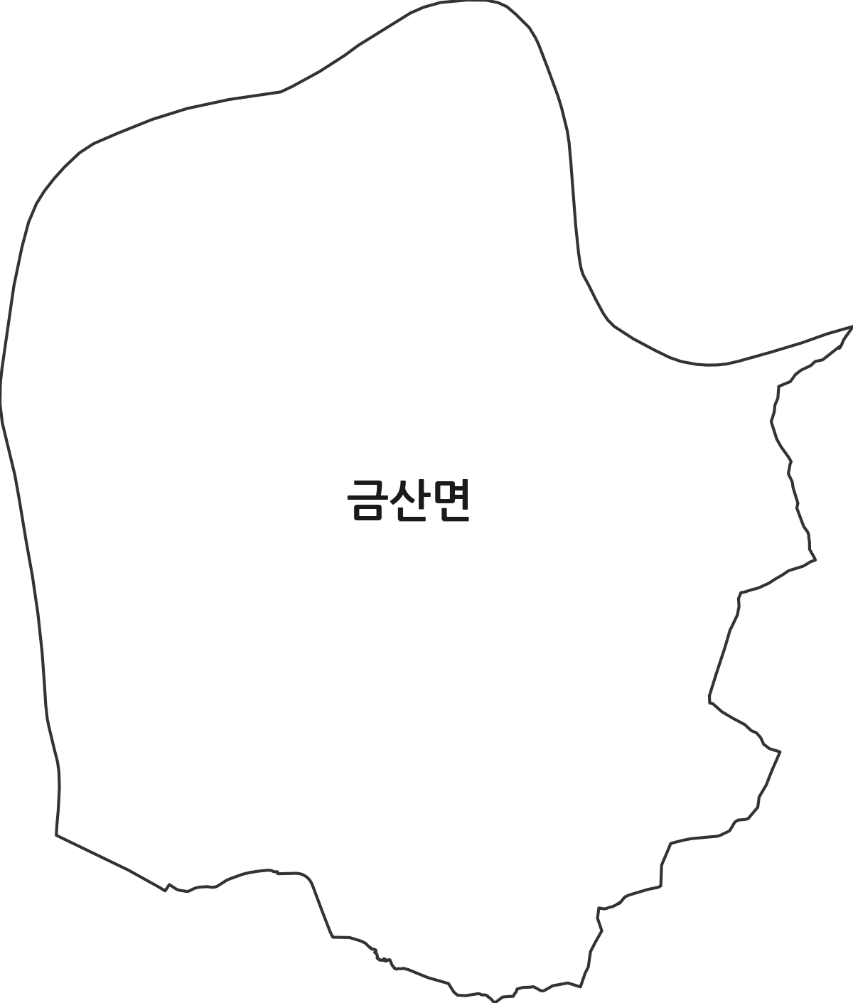 경상남도 진주시 금산면 행정동 행정구역 경계 지도
