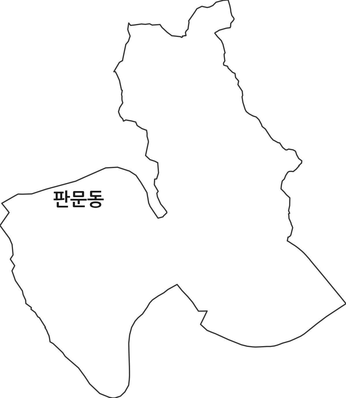 경상남도 진주시 판문동 행정동 행정구역 경계 지도