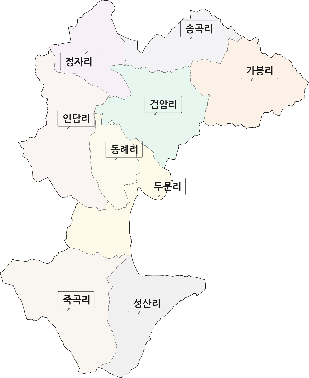 경상남도 진주시 금곡면 법정동 리 구분 행정구역 경계 지도