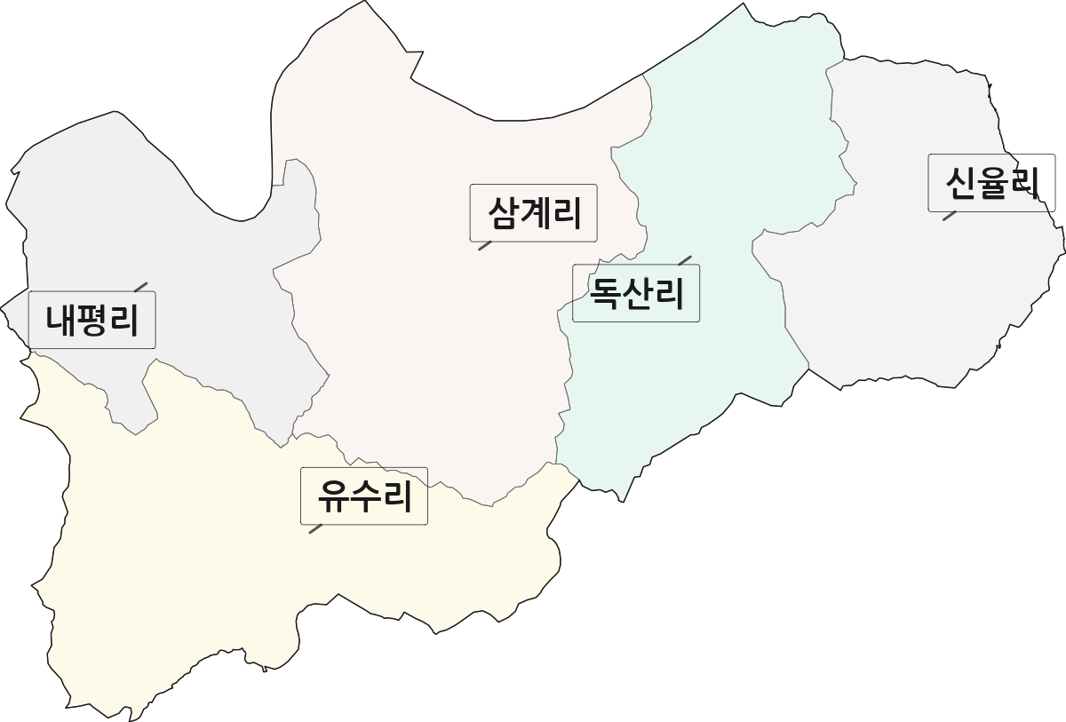 경상남도 진주시 내동면 법정동 리 구분 행정구역 경계 지도