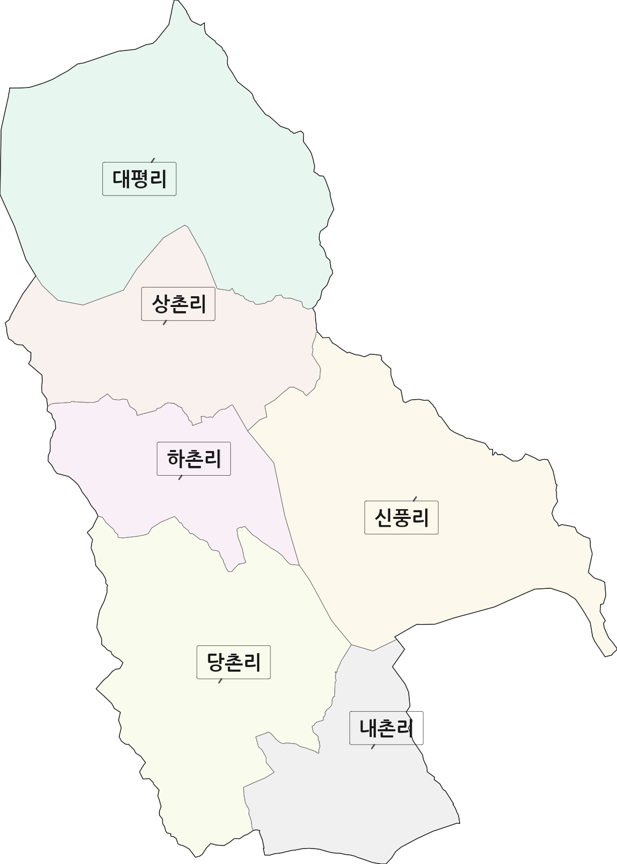 경상남도 진주시 대평면 법정동 리 구분 행정구역 경계 지도
