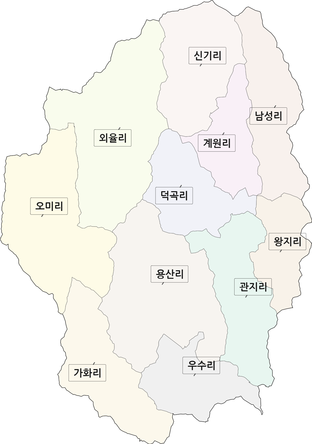 경상남도 진주시 명석면 법정동 리 구분 행정구역 경계 지도
