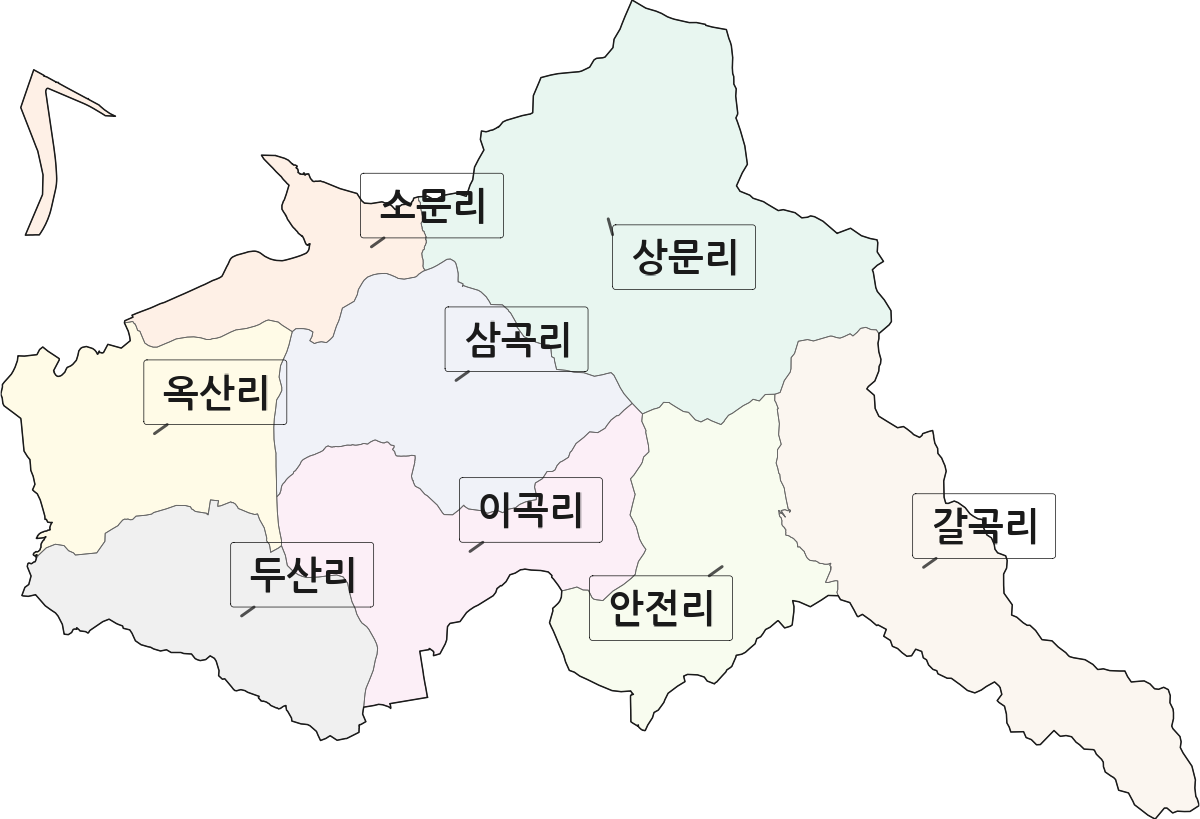 경상남도 진주시 문산읍 법정동 리 구분 행정구역 경계 지도