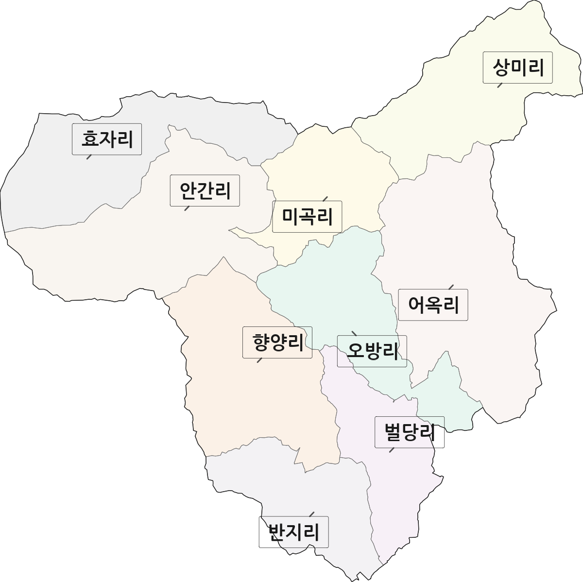 경상남도 진주시 미천면 법정동 리 구분 행정구역 경계 지도