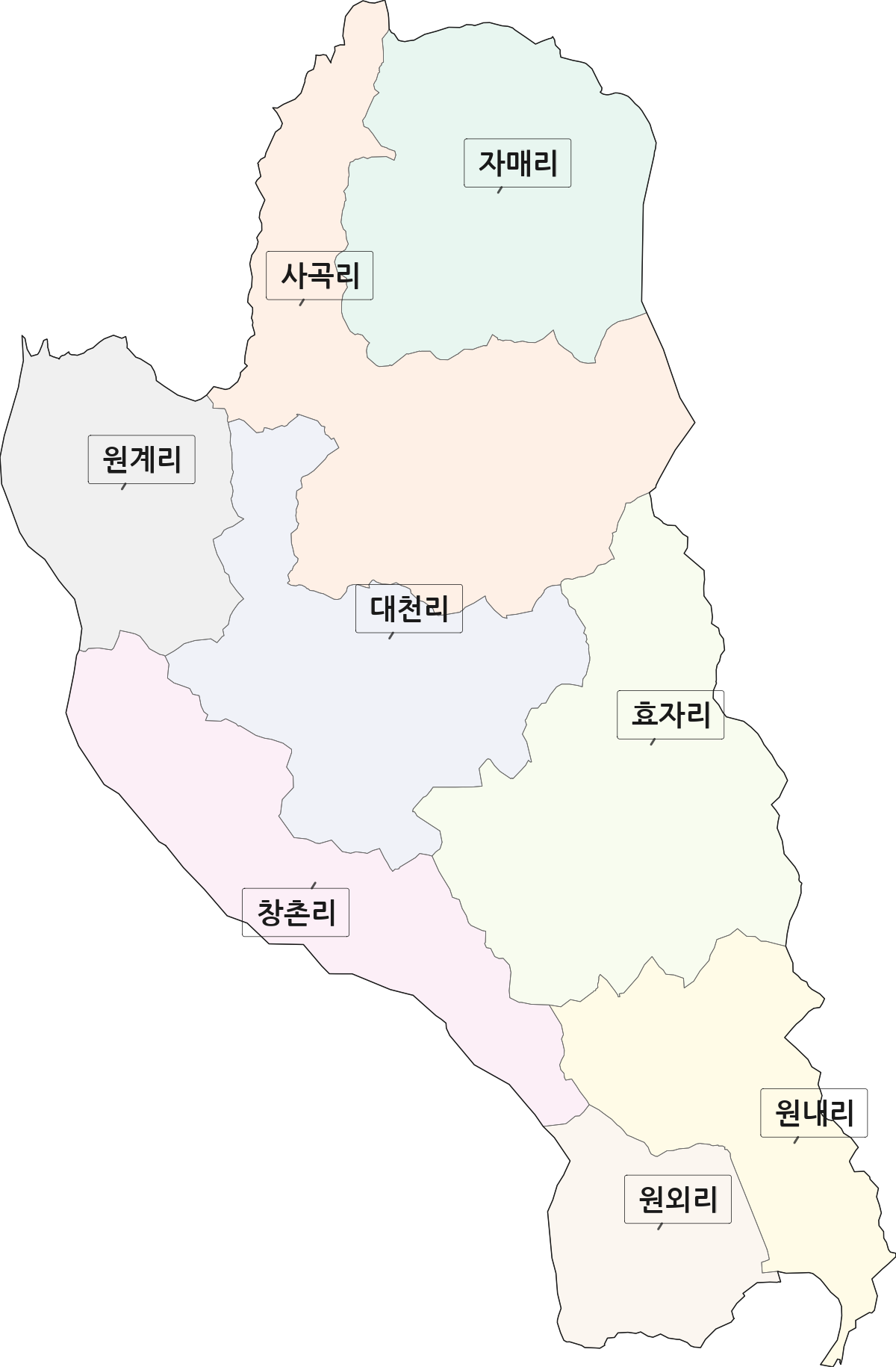 경상남도 진주시 수곡면 법정동 리 구분 행정구역 경계 지도