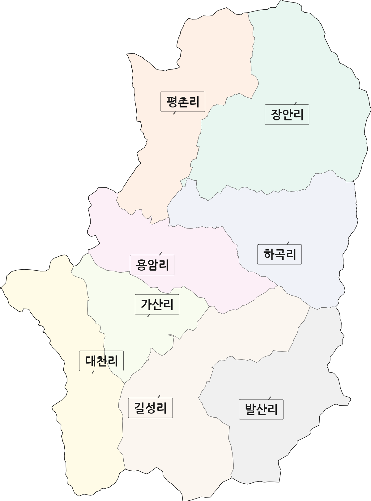경상남도 진주시 이반성면 법정동 리 구분 행정구역 경계 지도