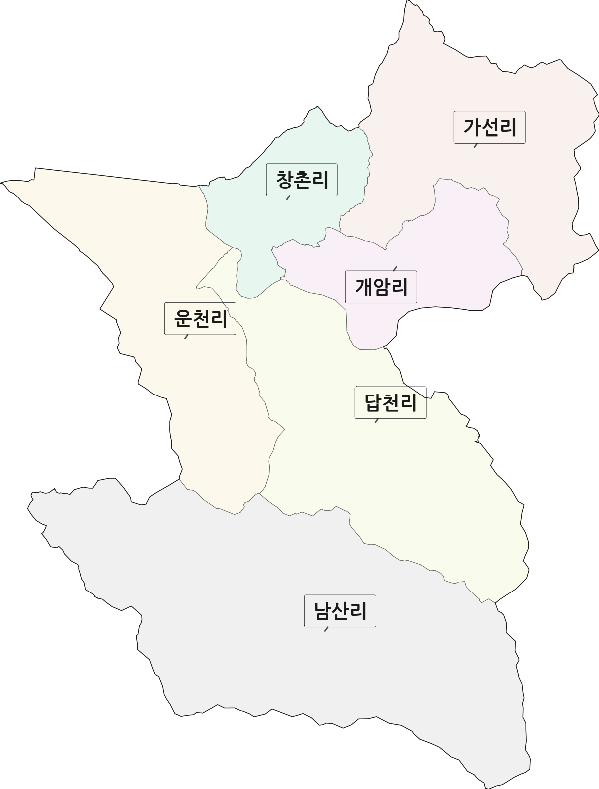 경상남도 진주시 일반성면 법정동 리 구분 행정구역 경계 지도