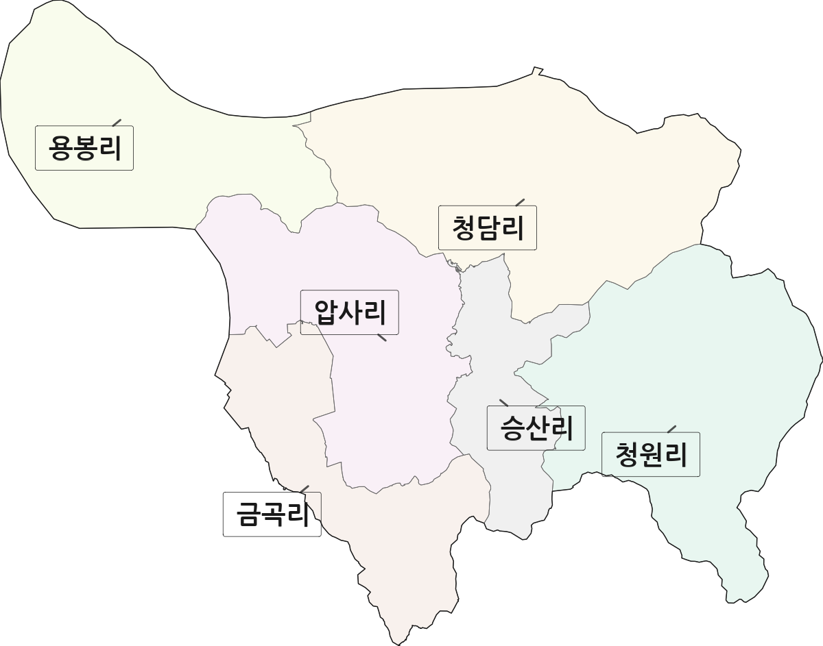 경상남도 진주시 지수면 법정동 리 구분 행정구역 경계 지도