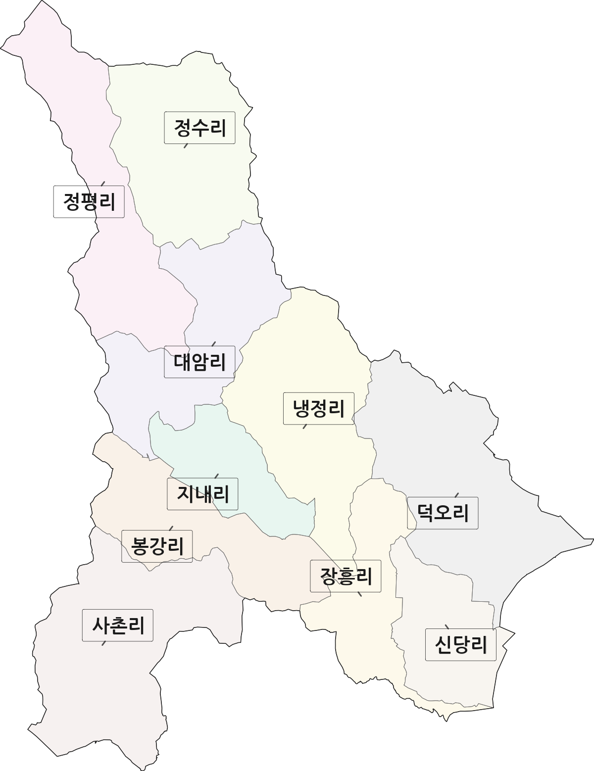 경상남도 진주시 집현면 법정동 리 구분 행정구역 경계 지도