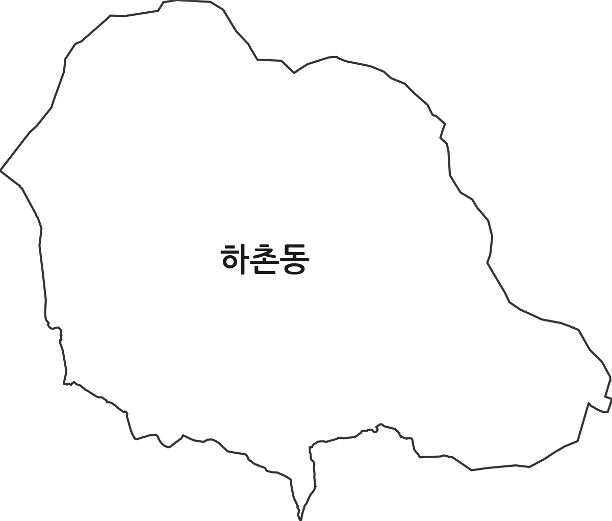 경상남도 진주시 하촌동 법정동 행정구역 경계 지도