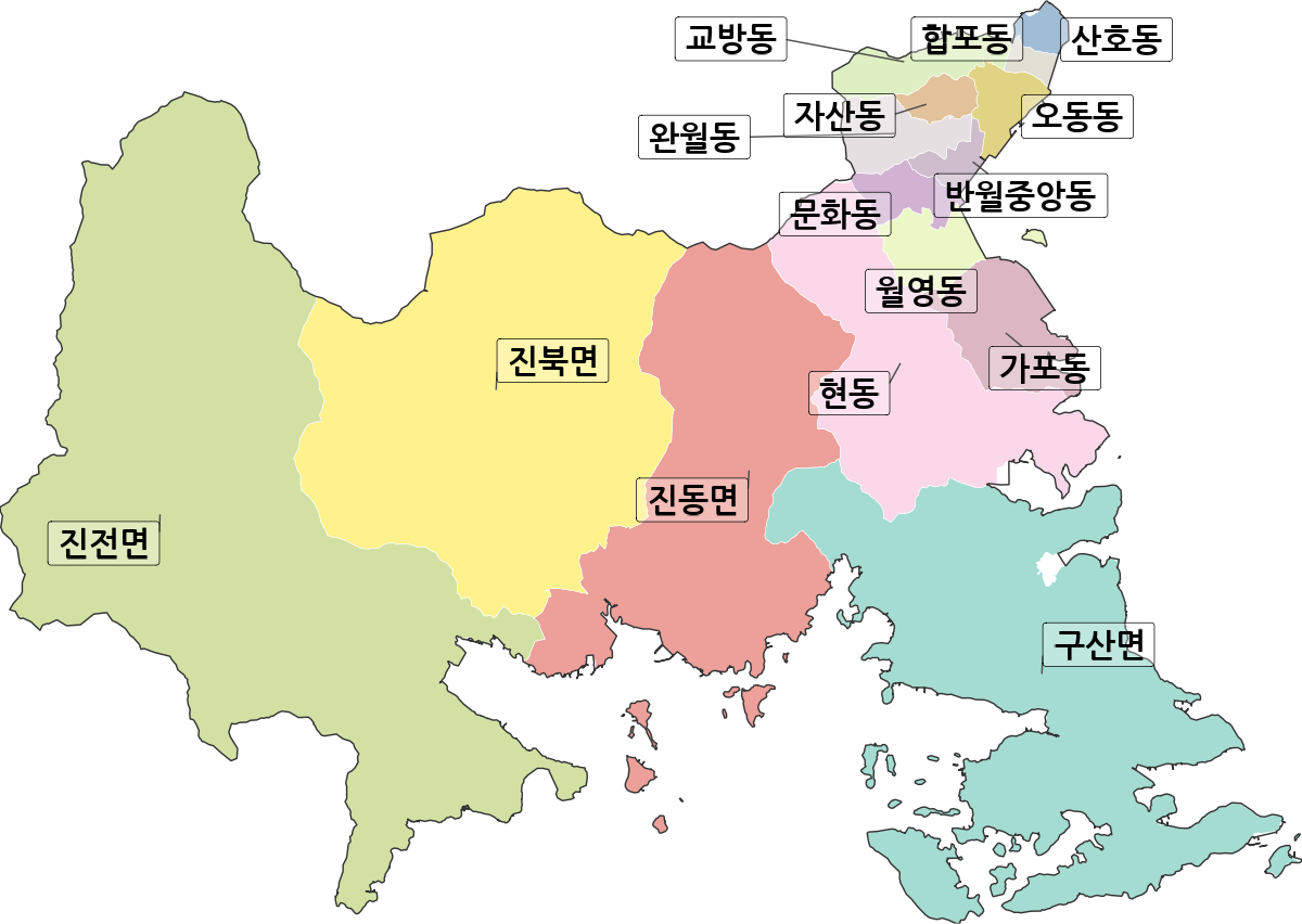 경상남도 창원시 마산합포구 행정동 행정구역 경계 지도
