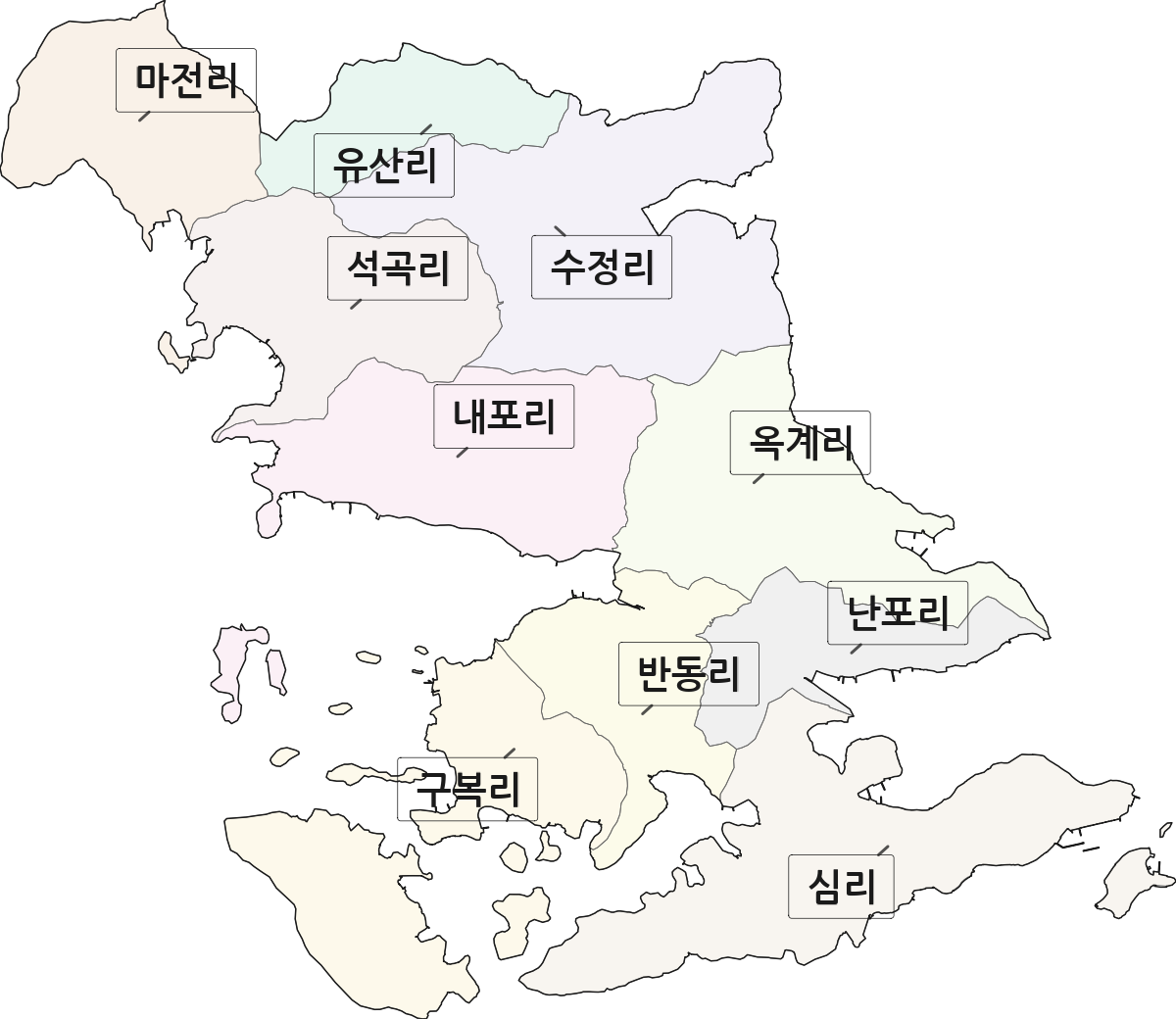 경상남도 창원시 마산합포구 구산면 법정동 리 구분 행정구역 경계 지도
