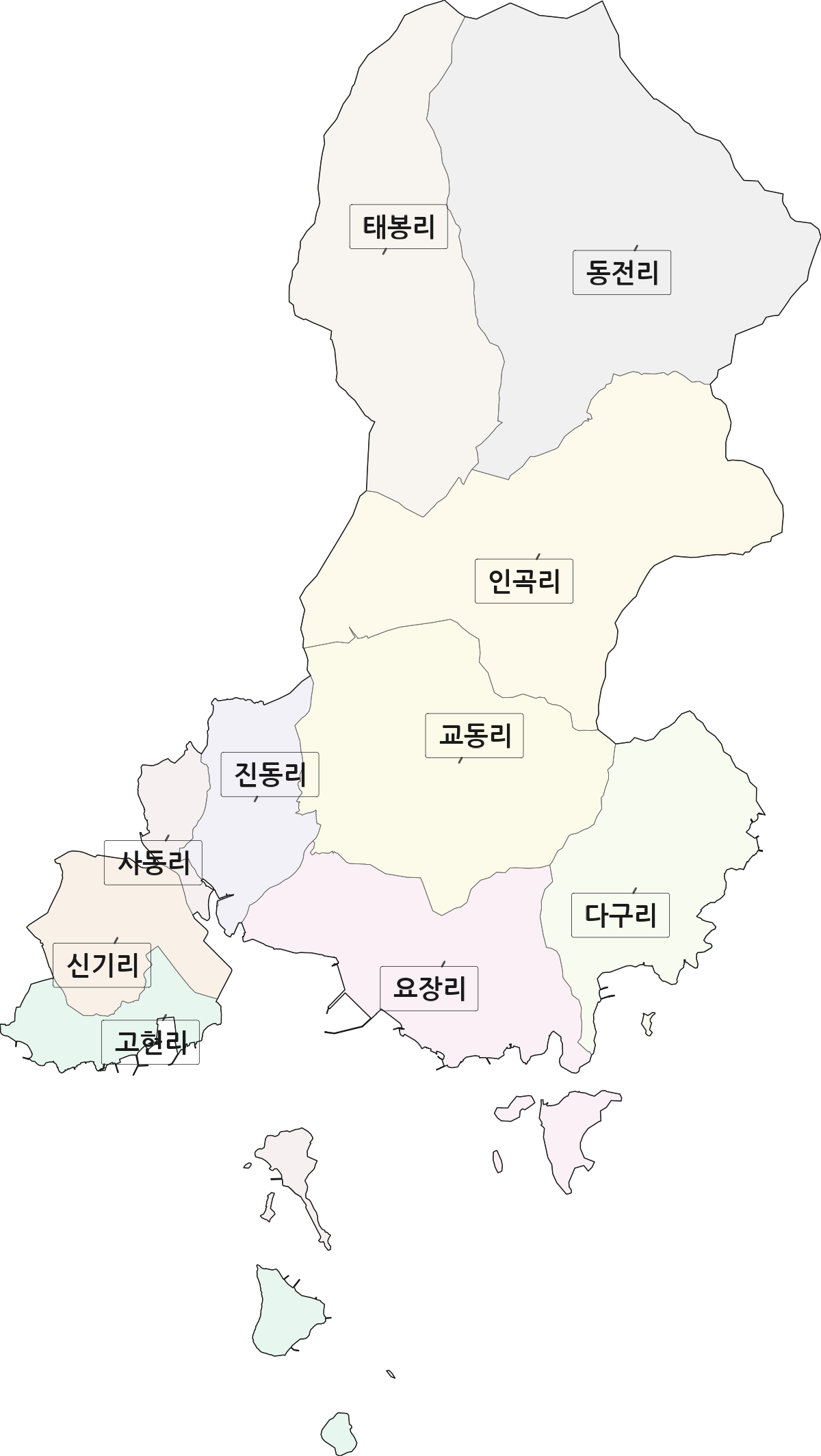경상남도 창원시 마산합포구 진동면 법정동 리 구분 행정구역 경계 지도