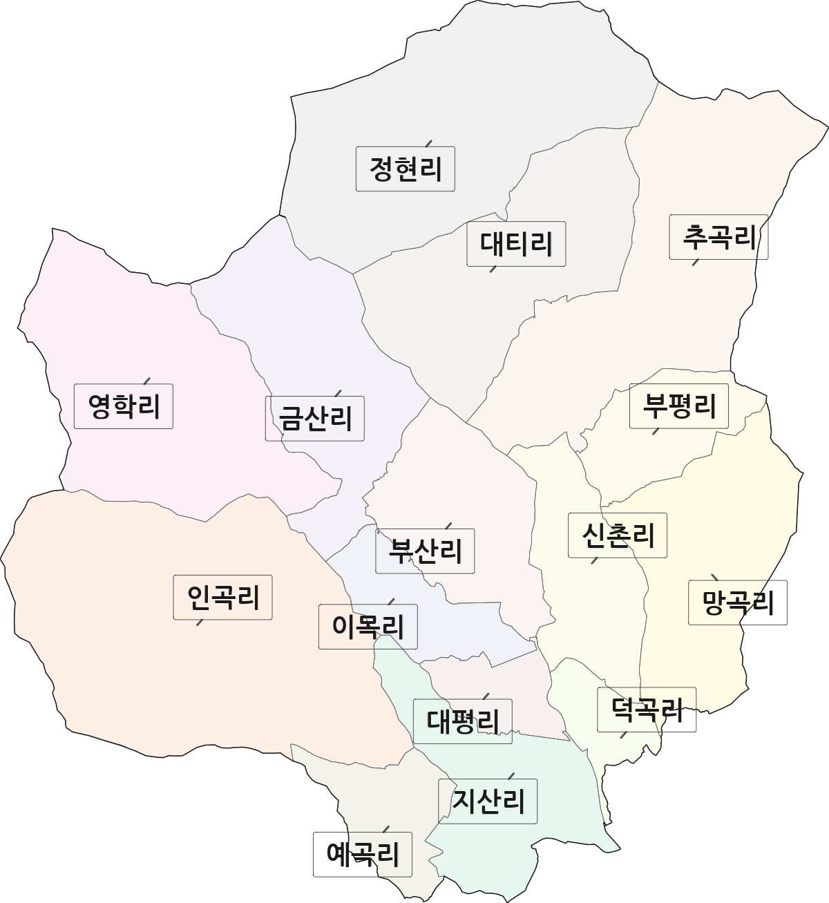 경상남도 창원시 마산합포구 진북면 법정동 리 구분 행정구역 경계 지도