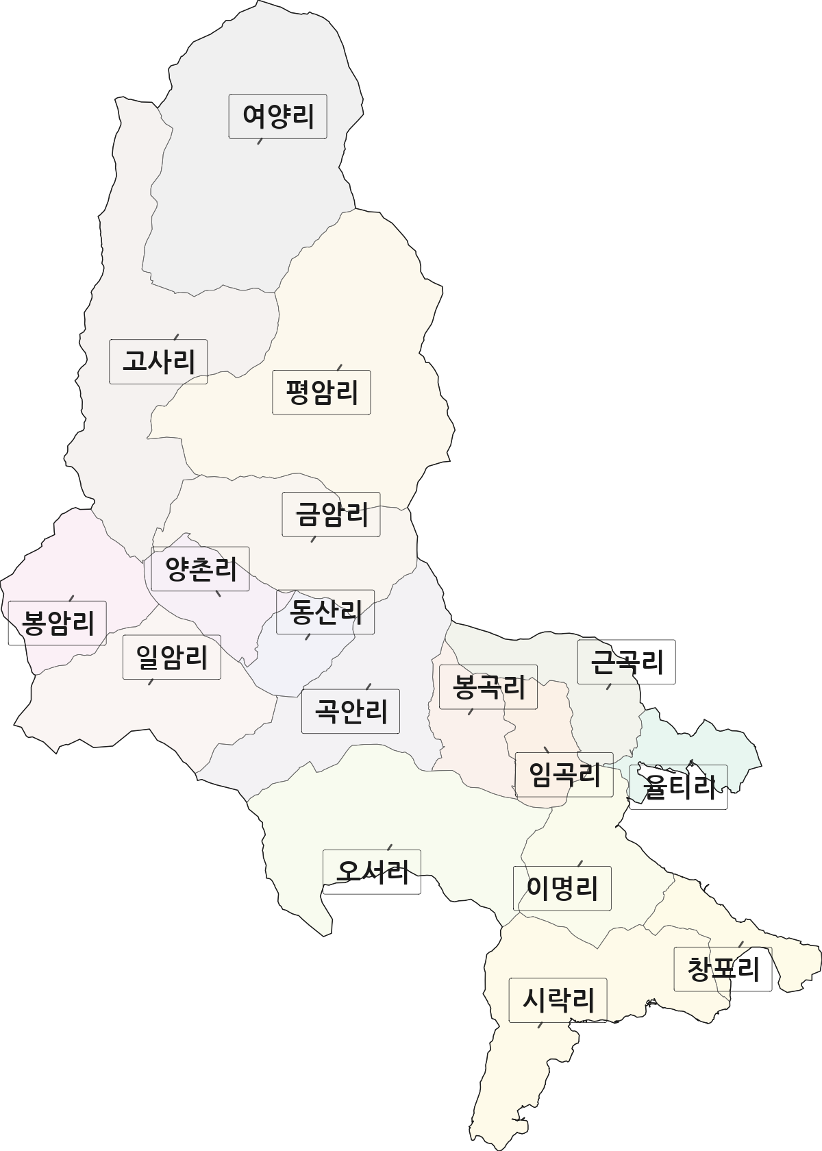 경상남도 창원시 마산합포구 진전면 법정동 리 구분 행정구역 경계 지도