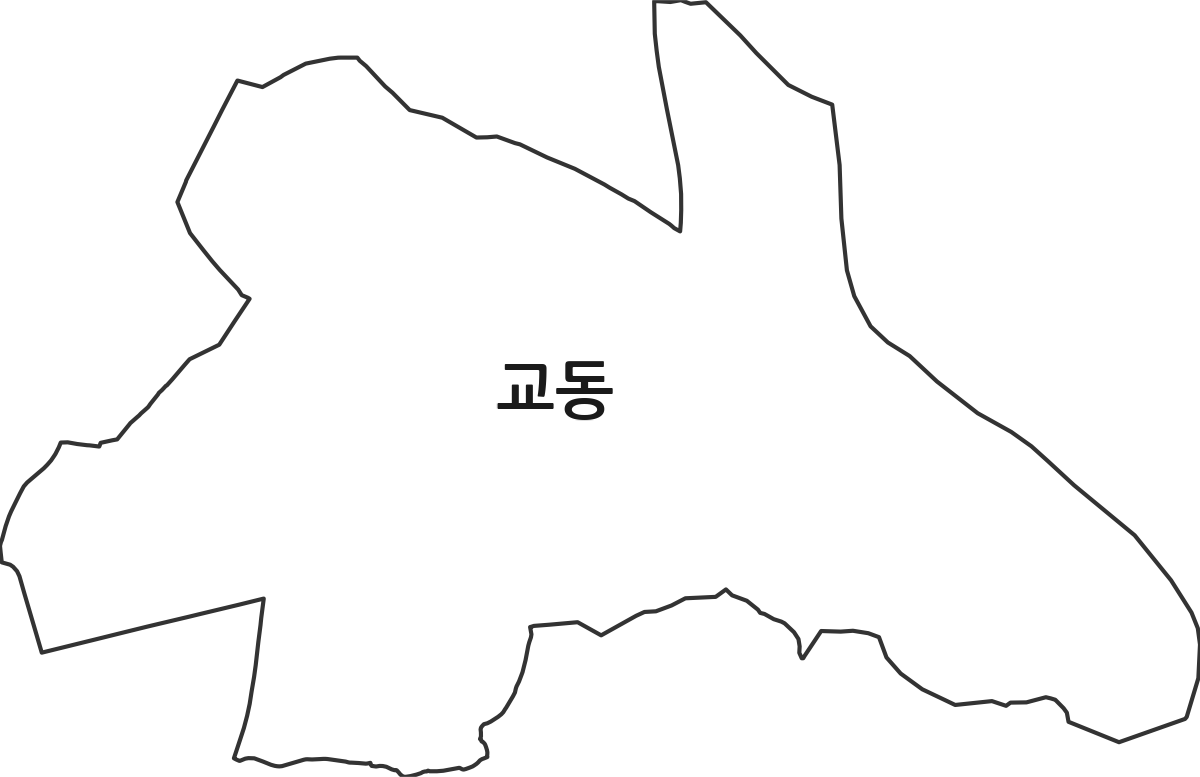 경상남도 밀양시 교동 행정동 행정구역 경계 지도