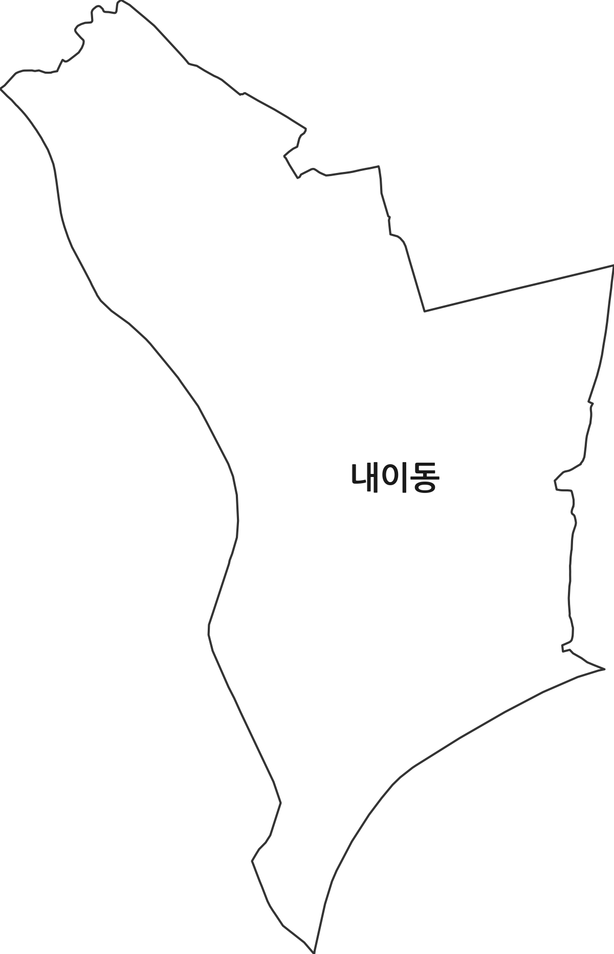 경상남도 밀양시 내이동 행정동 행정구역 경계 지도