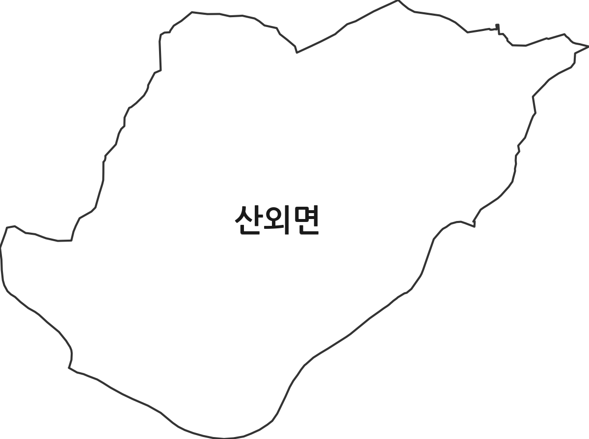 경상남도 밀양시 산외면 행정동 행정구역 경계 지도