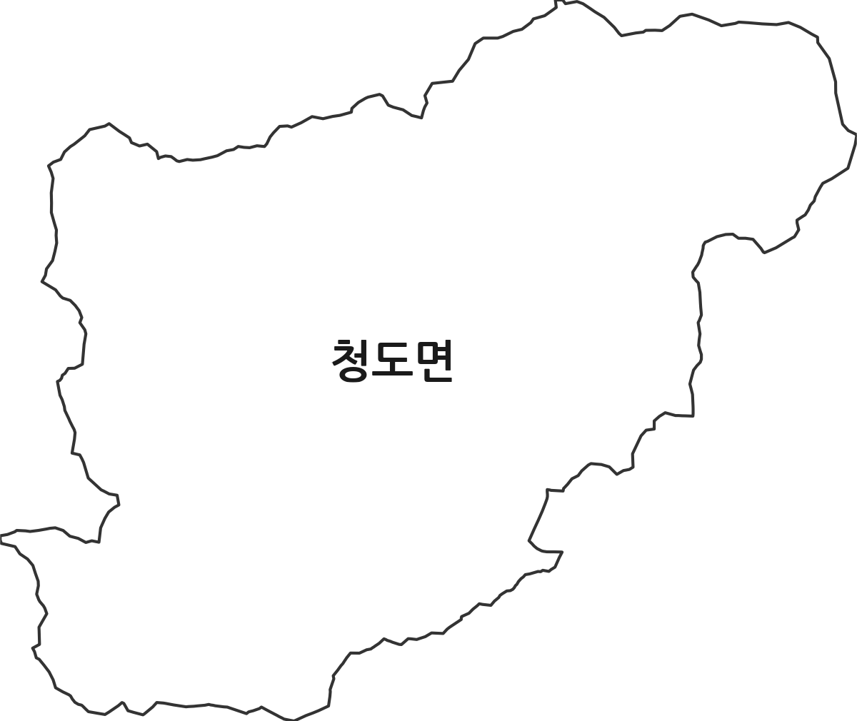 경상남도 밀양시 청도면 행정동 행정구역 경계 지도