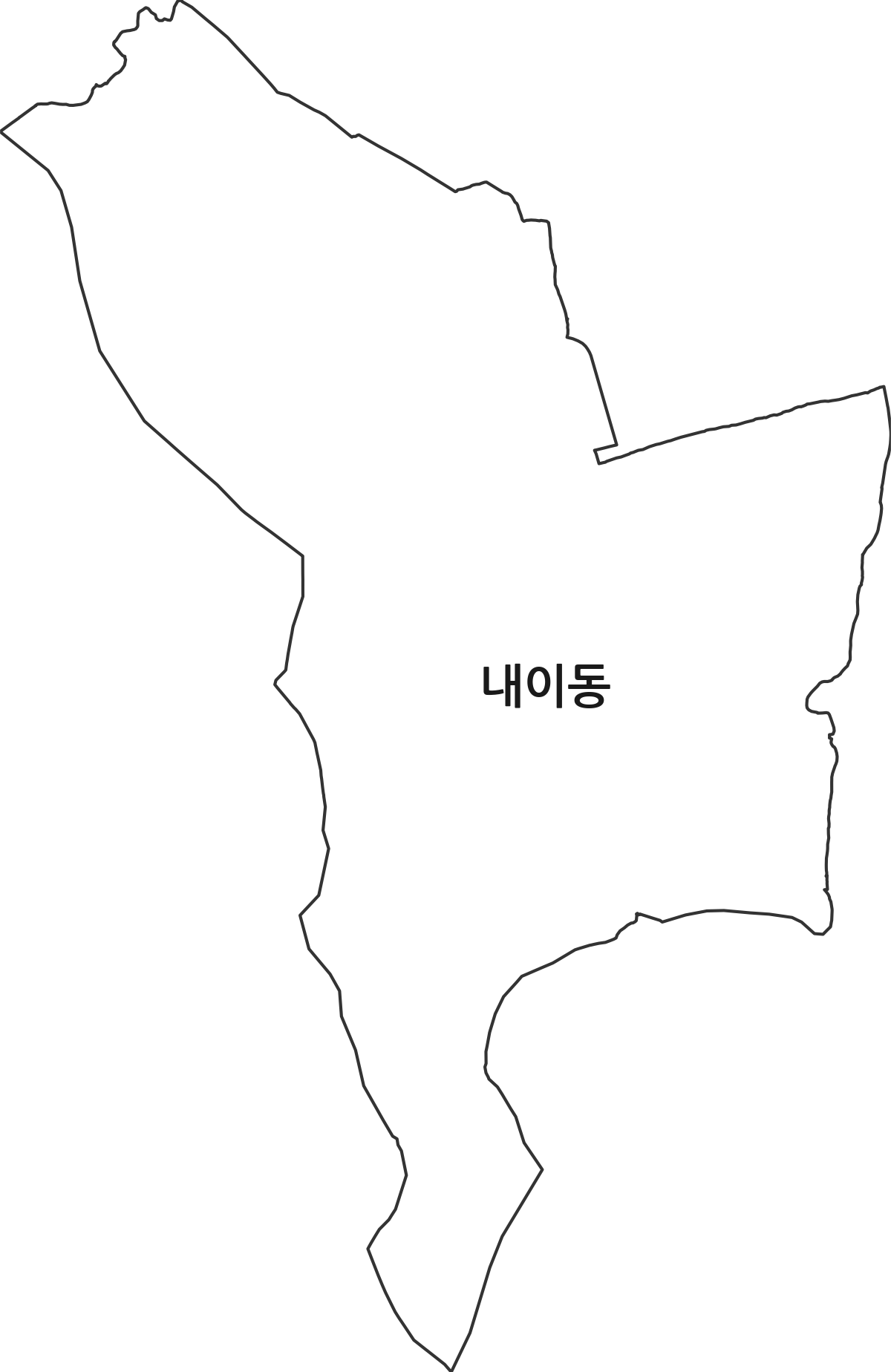 경상남도 밀양시 내이동 법정동 행정구역 경계 지도