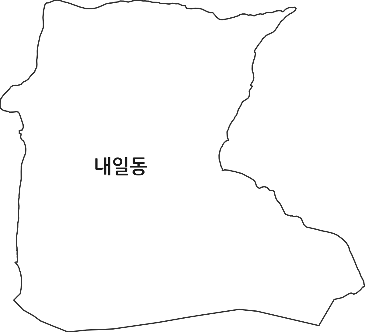 경상남도 밀양시 내일동 법정동 행정구역 경계 지도