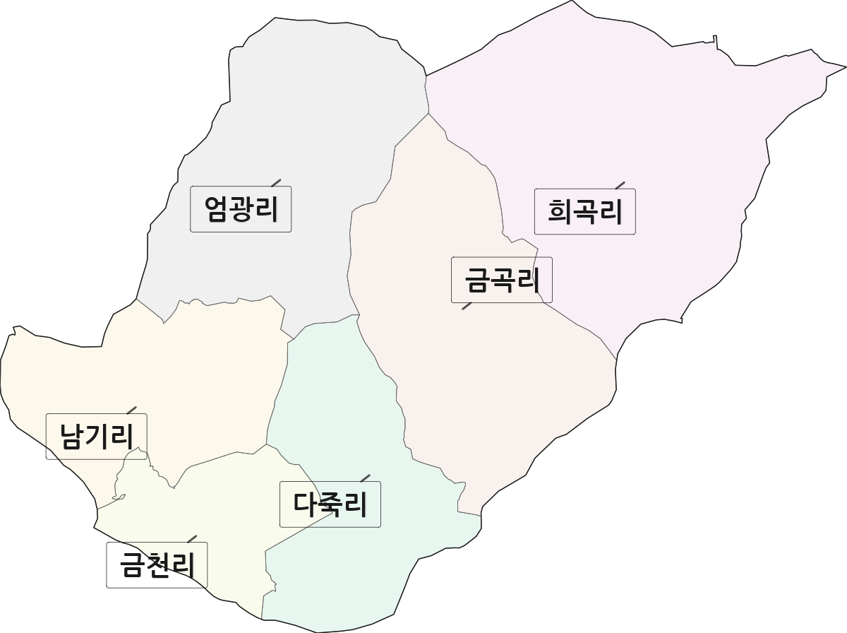 경상남도 밀양시 산외면 법정동 리 구분 행정구역 경계 지도