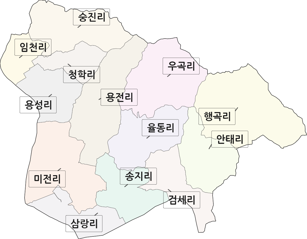경상남도 밀양시 삼랑진읍 법정동 리 구분 행정구역 경계 지도