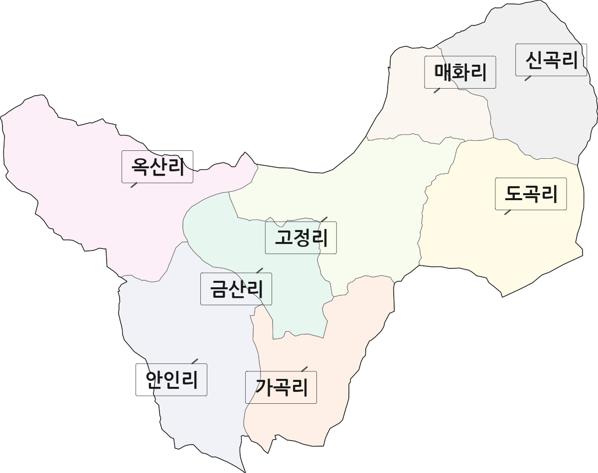 경상남도 밀양시 상동면 법정동 리 구분 행정구역 경계 지도