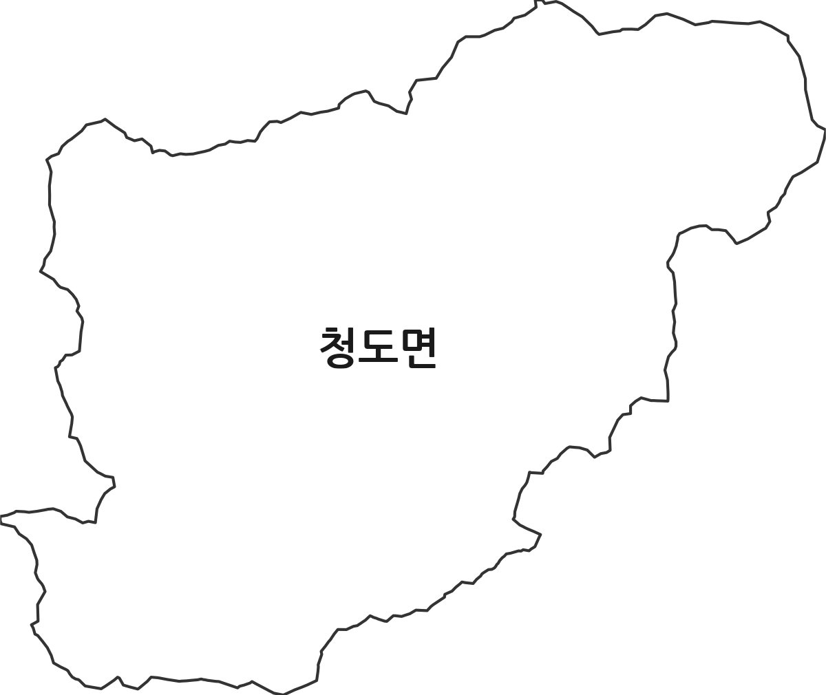 경상남도 밀양시 청도면 법정동 행정구역 경계 지도