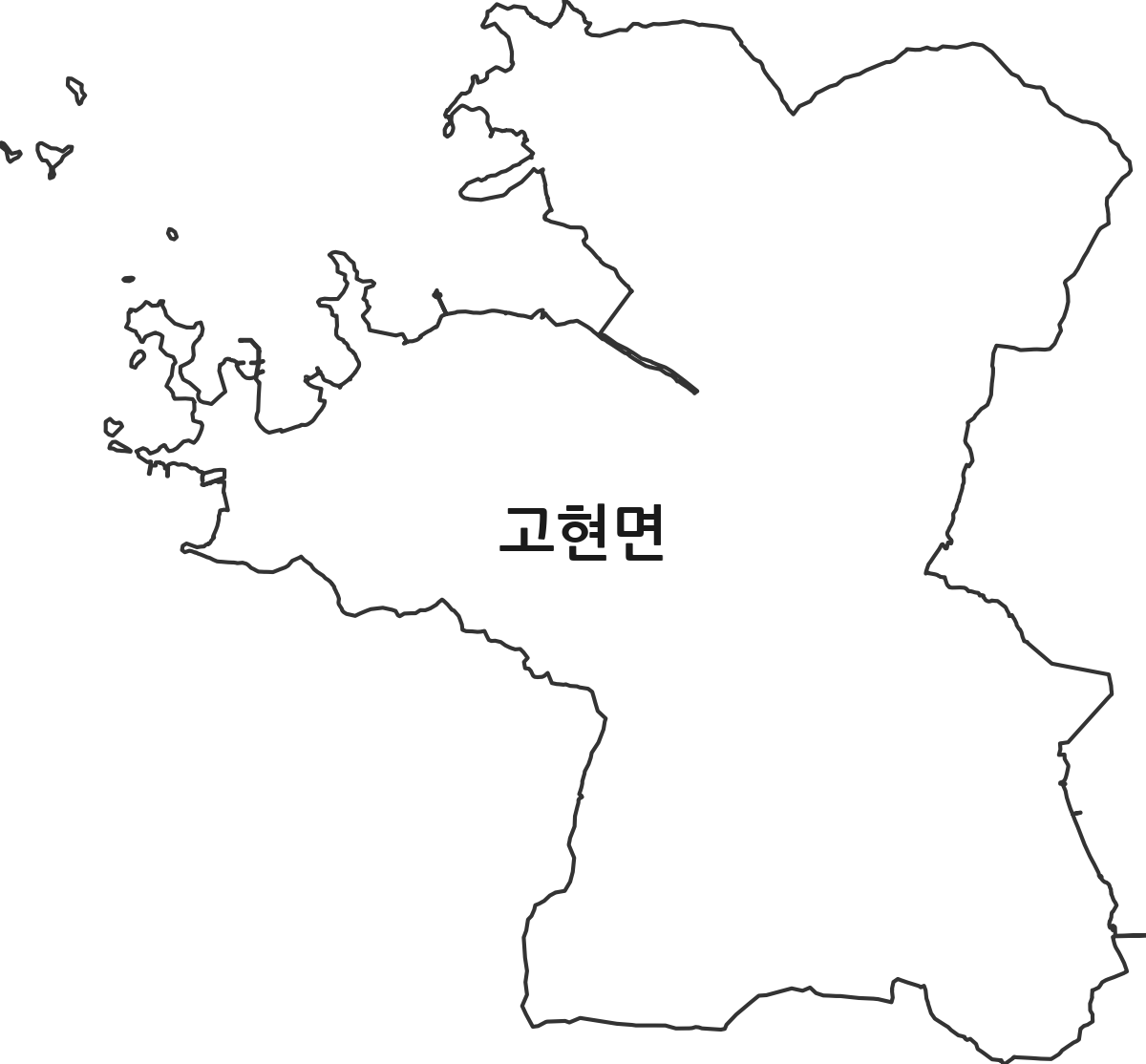 경상남도 남해군 고현면 행정동 행정구역 경계 지도