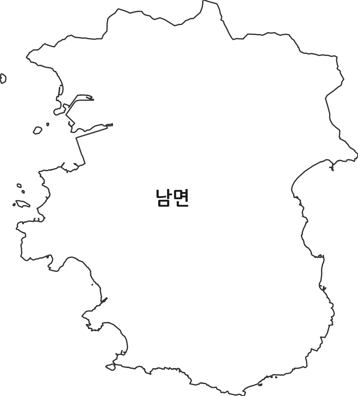 경상남도 남해군 남면 행정동 행정구역 경계 지도