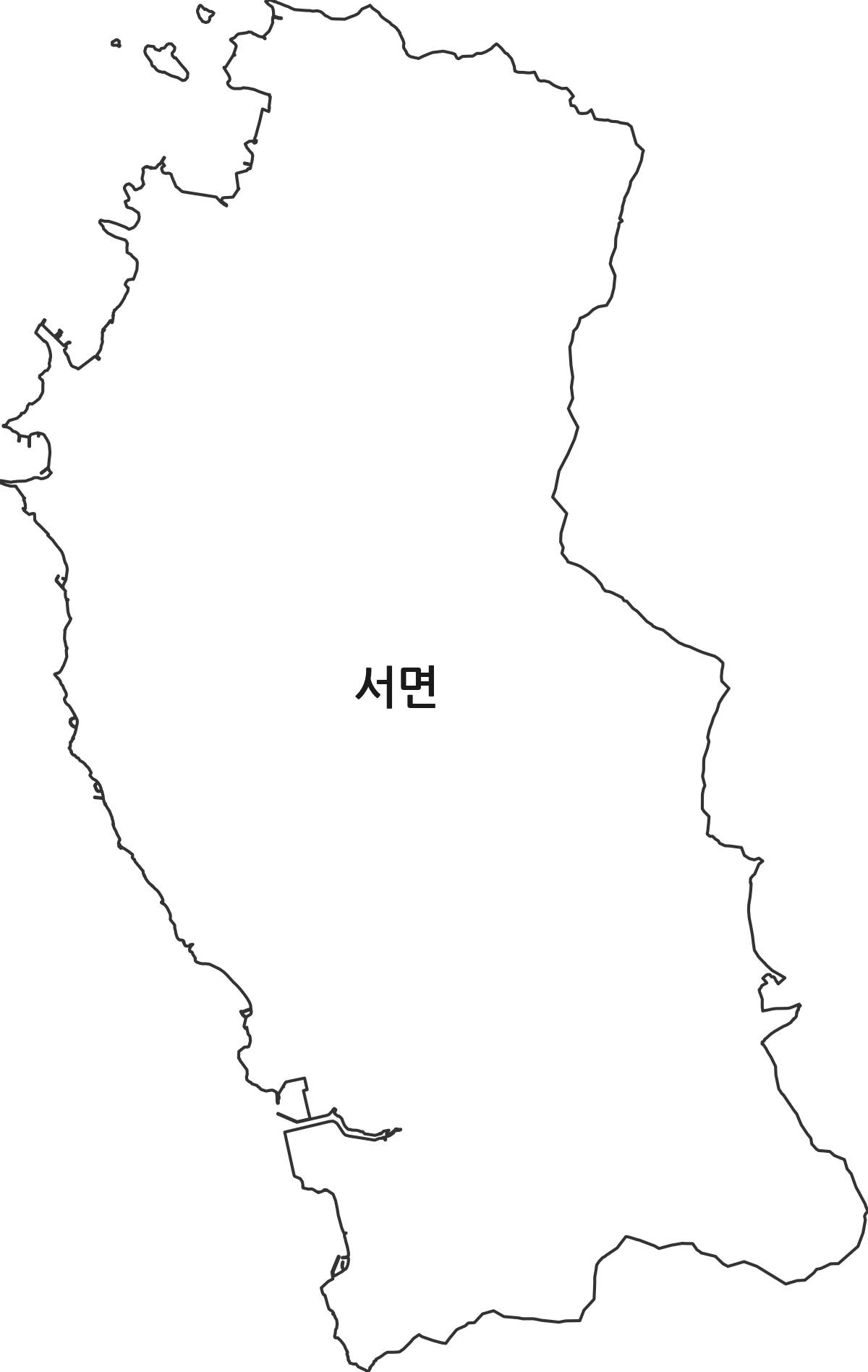 경상남도 남해군 서면 행정동 행정구역 경계 지도