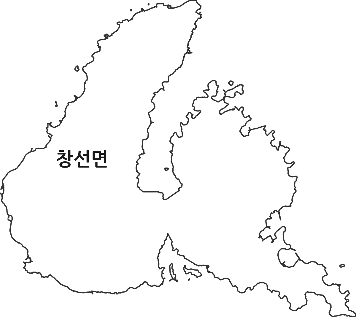 경상남도 남해군 창선면 행정동 행정구역 경계 지도