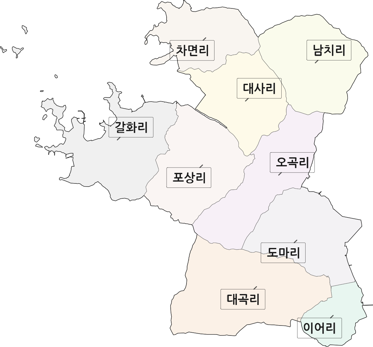 경상남도 남해군 고현면 법정동 리 구분 행정구역 경계 지도
