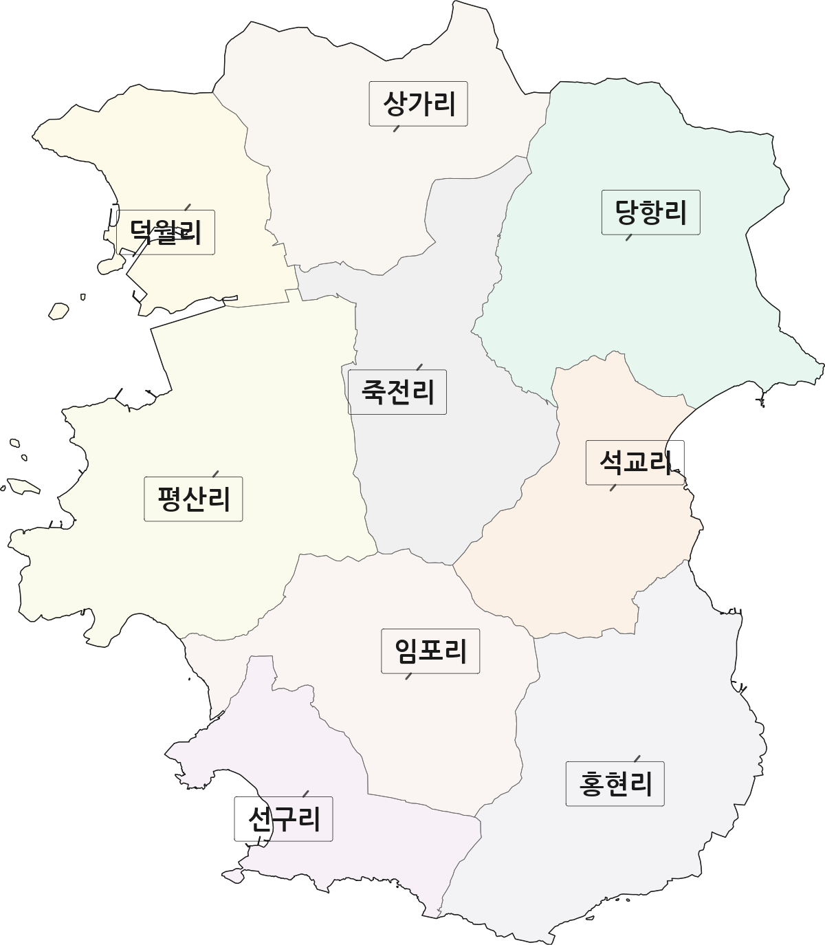 경상남도 남해군 남면 법정동 리 구분 행정구역 경계 지도
