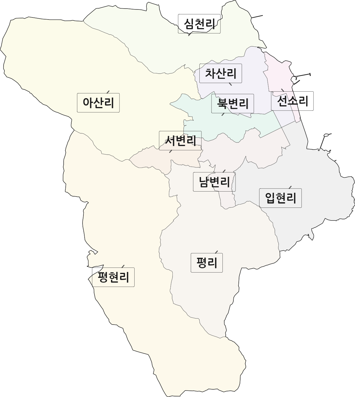 경상남도 남해군 남해읍 법정동 리 구분 행정구역 경계 지도