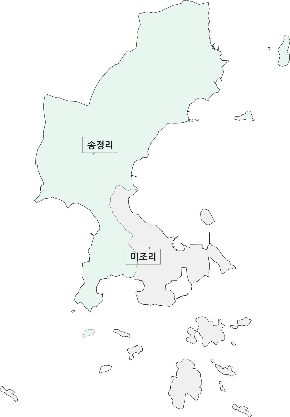 경상남도 남해군 미조면 법정동 리 구분 행정구역 경계 지도