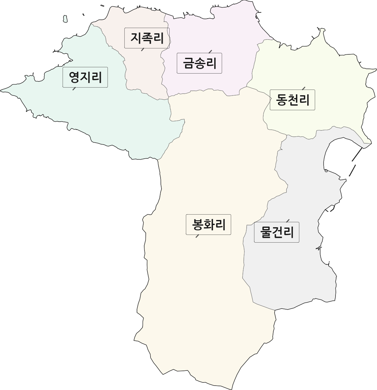 경상남도 남해군 삼동면 법정동 리 구분 행정구역 경계 지도