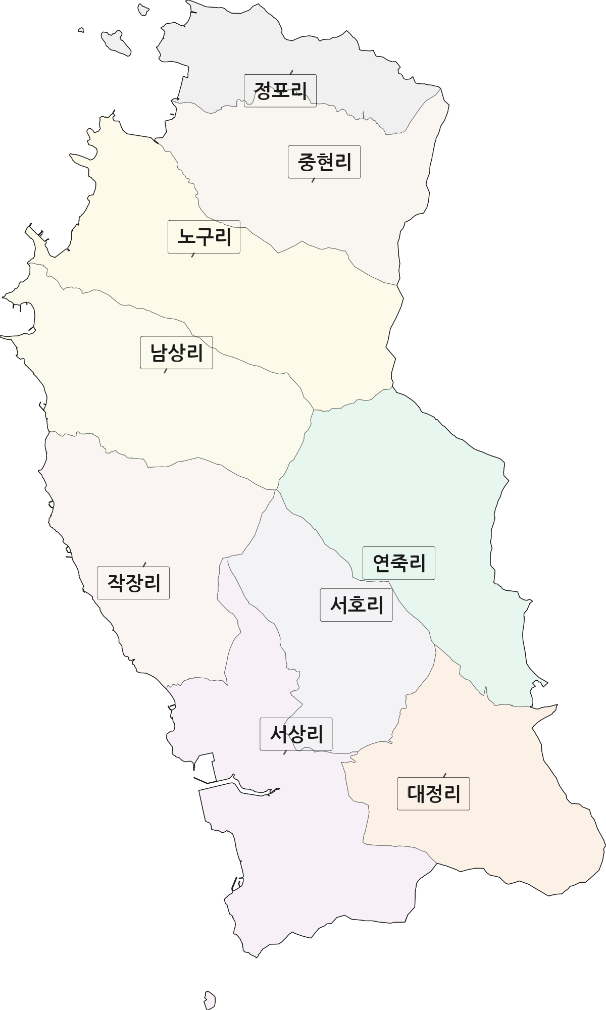 경상남도 남해군 서면 법정동 리 구분 행정구역 경계 지도