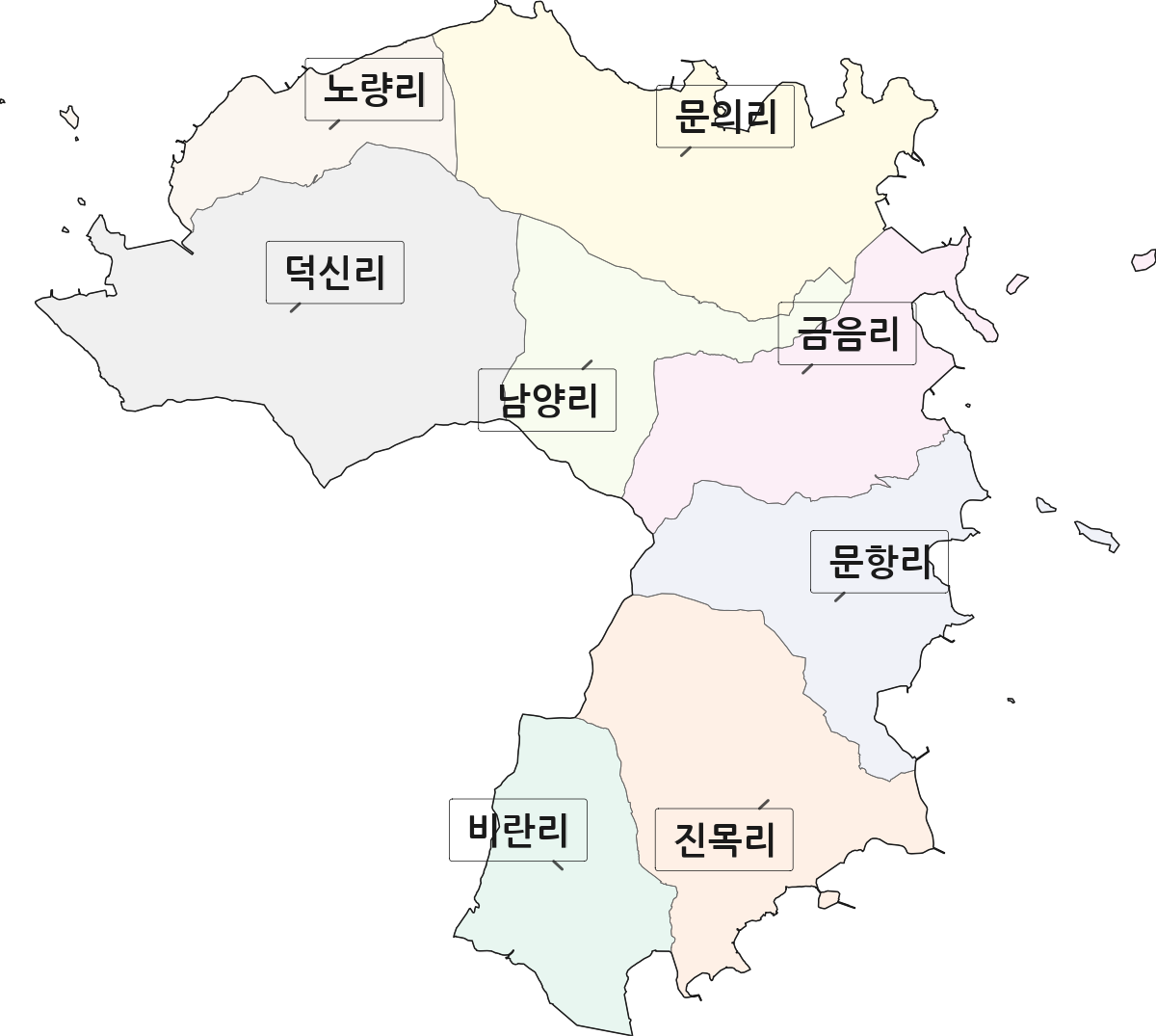 경상남도 남해군 설천면 법정동 리 구분 행정구역 경계 지도
