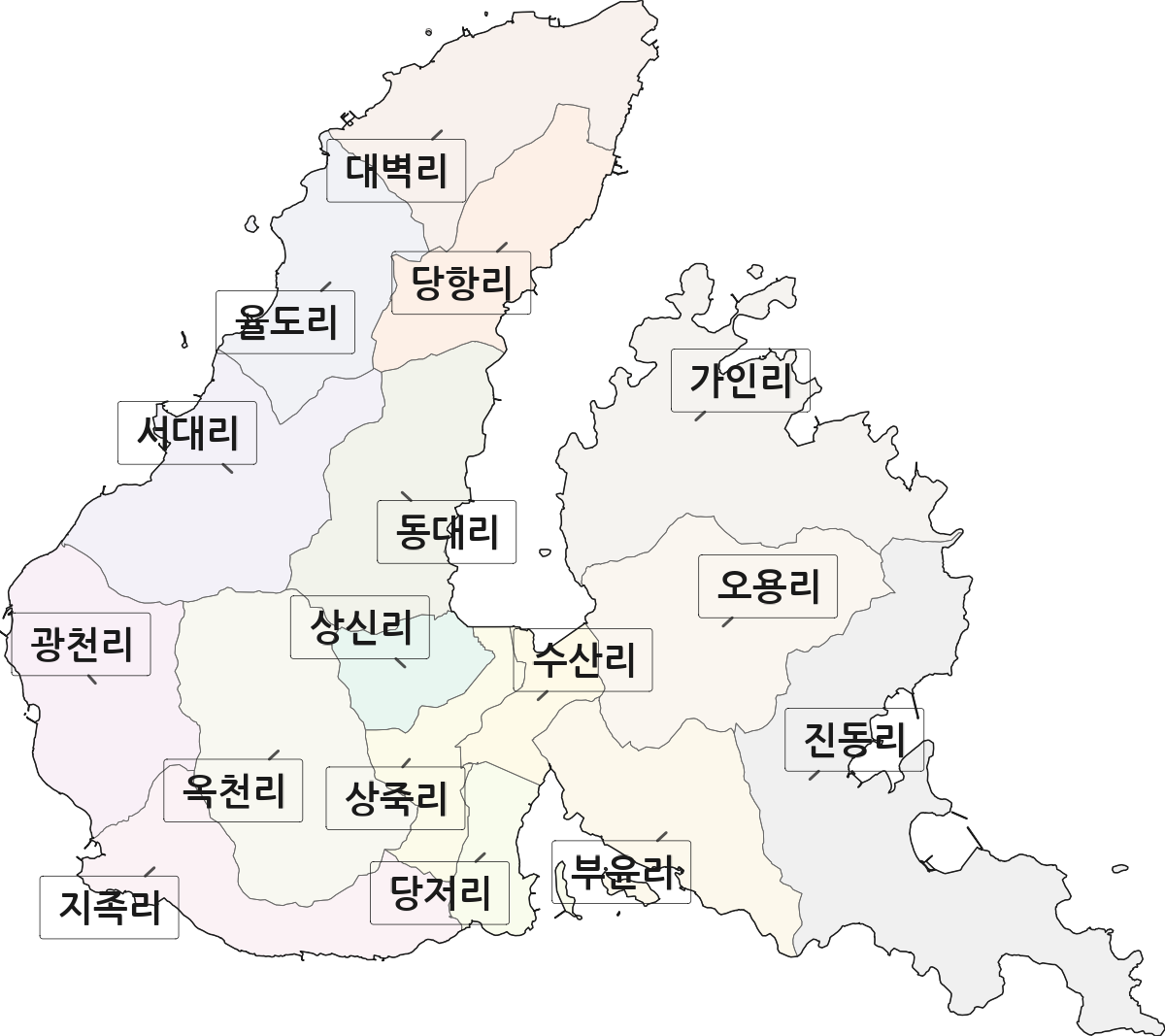경상남도 남해군 창선면 법정동 리 구분 행정구역 경계 지도