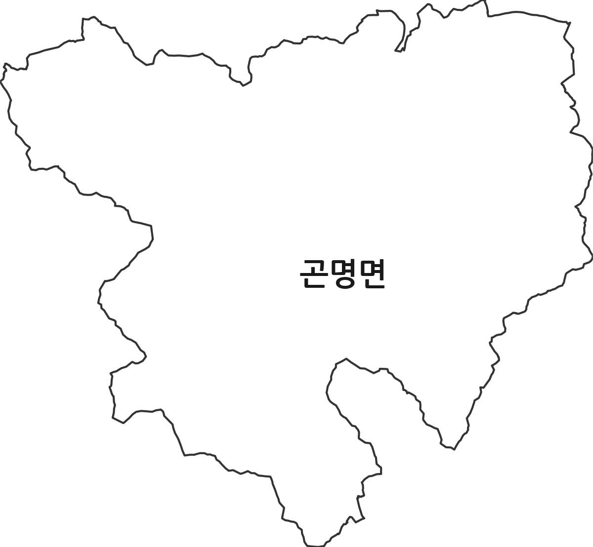 경상남도 사천시 곤명면 행정동 행정구역 경계 지도