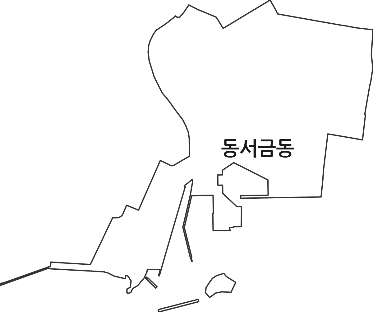 경상남도 사천시 동서금동 행정동 행정구역 경계 지도