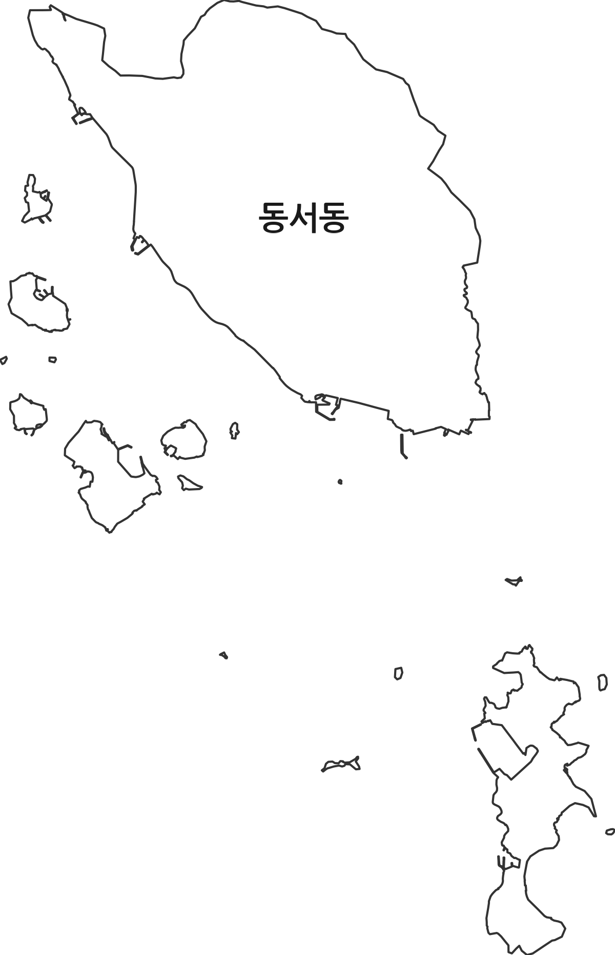 경상남도 사천시 동서동 행정동 행정구역 경계 지도