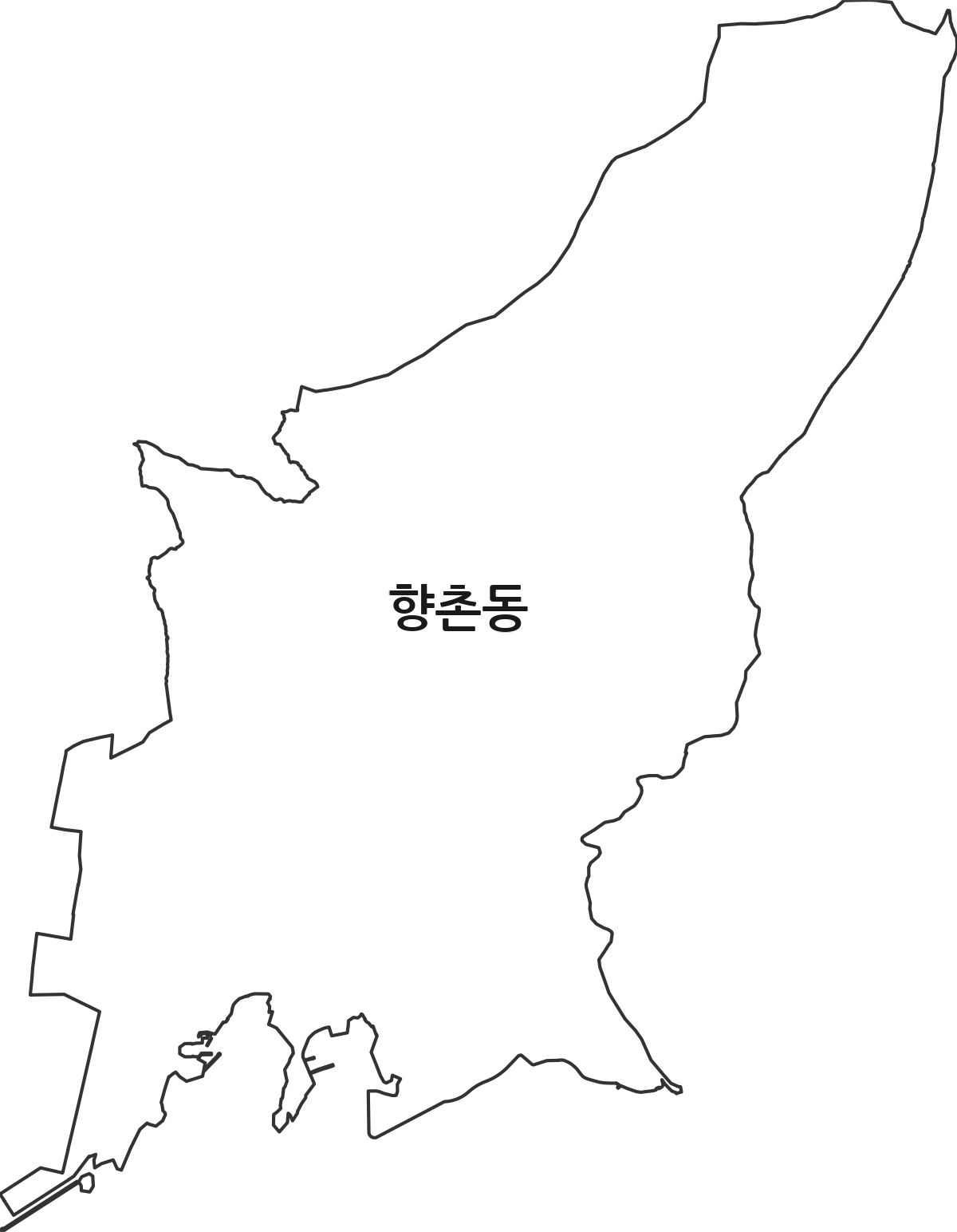 경상남도 사천시 향촌동 행정동 행정구역 경계 지도